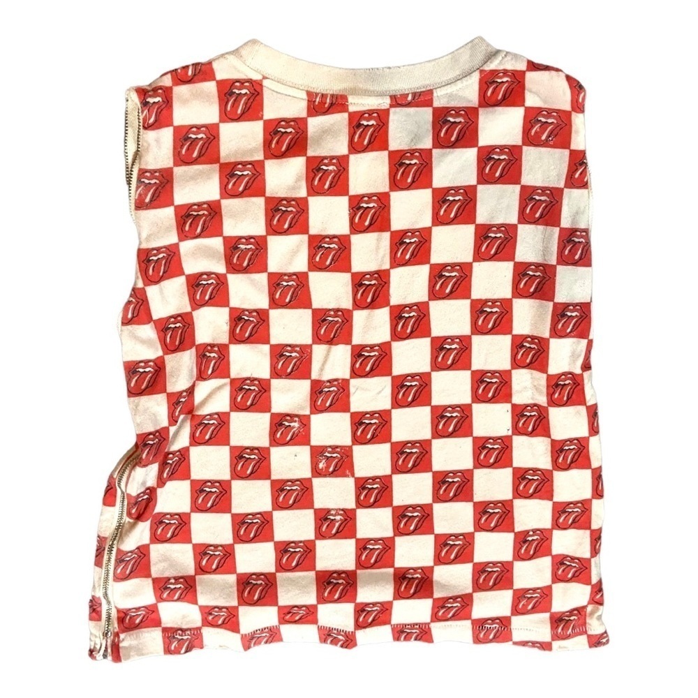 Madeworn Checked Rolling Stones Tongue Zipper Side Sleeves Sz M 100% Cotton - Picture 3 of 6